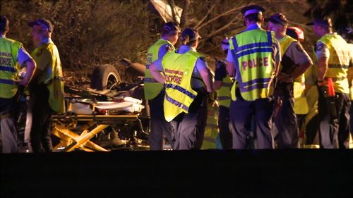 The female driver was freed from the car and airlifted to hospital. (9NEWS)