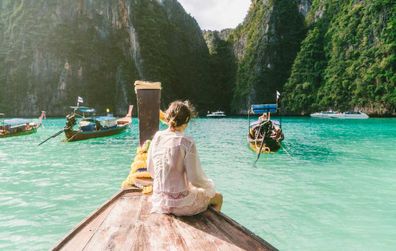 Phuket, Thailand, woman on a boat