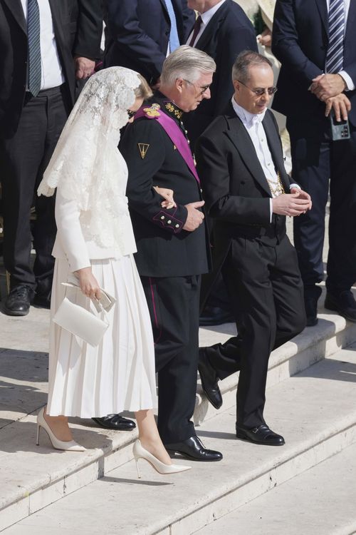 Belgium's King Philippe, and Queen Mathilde arrive.