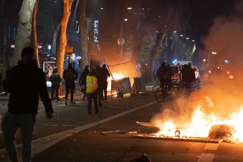 Paris was ablaze into the night and there was also ugly protests in Toulouse and Marseille.