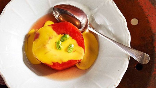 Slow-baked quince with saffron custard