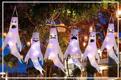 9PR: Halloween Decorations Hanging Ghosts.