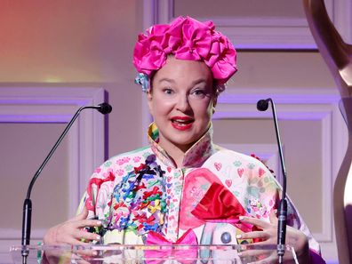 Sia Furler speaks onstage during the 5th Daytime Beauty Awards honoring science behind beauty, health and wellness at Taglyan Complex on October 01, 2023 in Los Angeles, California.