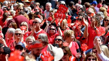 More than 3000 teachers rallied in Adelaide today.