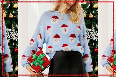 9PR: Arssm Blue Knitted Santa Sweatshirt 