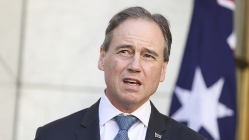 Minister for Health and Aged Care Greg Hunt  during a press conference at Parliament House in Canberra on Friday 3 September 2021. fedpol Photo: Alex Ellinghausen