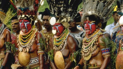 Papua New Guinea warriors gather for a festival. (Getty)