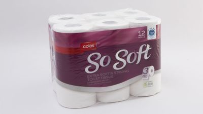 #6 Coles So Soft Extra Soft & Strong Toilet Tissue Embossed White Double Length, $3.70; 4 pack, 3 ply