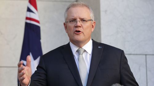 Scott Morrison in Canberra today (Alex Ellinghausen).