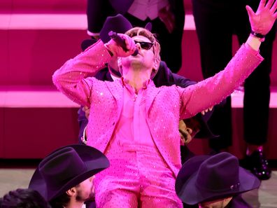 Ryan Gosling performs 'I'm Just Ken' from "Barbie" onstage during the 96th Annual Academy Awards at Dolby Theatre on March 10, 2024 in Hollywood, California.