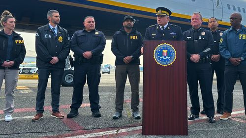 Royal Canadian Mounted Police Commissioner Michael Duhemespeaks speaks at a news conference about the arrest of former Canadian Olympian Ryan Wedding on multinational drug trafficking charges in Ontario, Calif., on Friday, Jan. 23, 2026.  (AP PHoto/Amy Taxin)