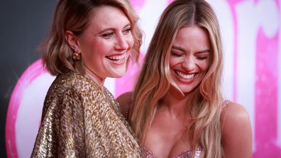 SYDNEY, AUSTRALIA - JUNE 30: Greta Gerwig and Margot Robbie attend the "Barbie" Celebration Party at Museum of Contemporary Art on June 30, 2023 in Sydney, Australia. "Barbie", directed by Greta Gerwig, stars Margot Robbie, America Ferrera and Issa Rae, and will be released in Australia on July 20 this year. (Photo by Hanna Lassen/Getty Images)