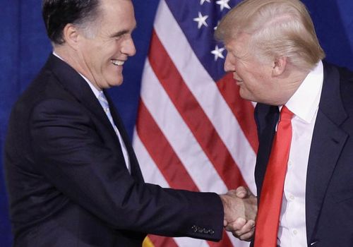 Romney accepting Trump's endorsement in 2012. (AAP)