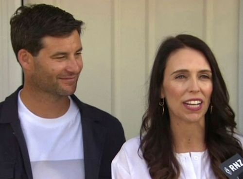 Ms Ardern with her partner Clarke Gayford.