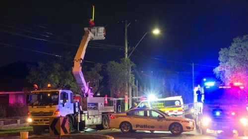 The powerlines came down during a thunderstorm.