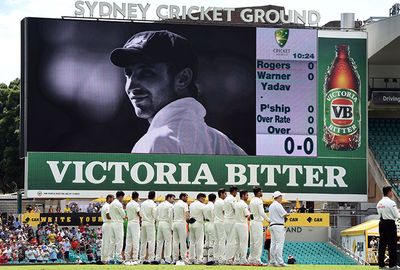 Like Adelaide Oval, an image of Hughes was beamed onto the big screen.