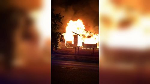 Images from the scene show the fierceness of the house fire on the unoccupied weatherboard property. 