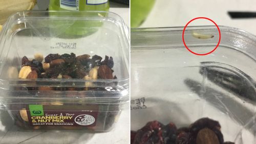Weeks before that, a heavily pregnant Victorian customer said she opened a packet of mixed fruit and nuts and also discovered maggots.