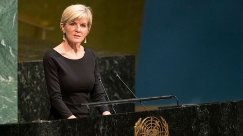 Australian Foreign Minister Julie Bishop addresses the United Nations General Assembly on Wednesday. (AAP)