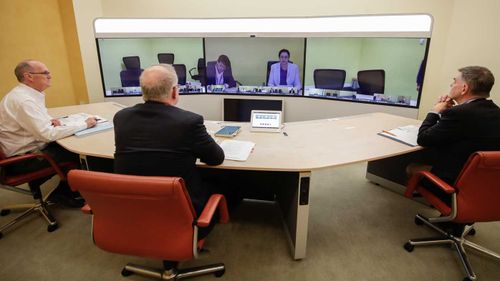 Prime Minister Scott Morrison speaks to Queensland Premier Annastacia Palaszczuk in the National Cabinet.