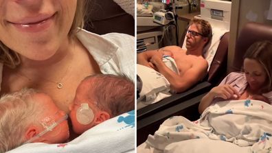 Sarah Herron gives birth to twin girls two months early