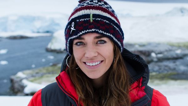 Model Laura Wells in Antarctica