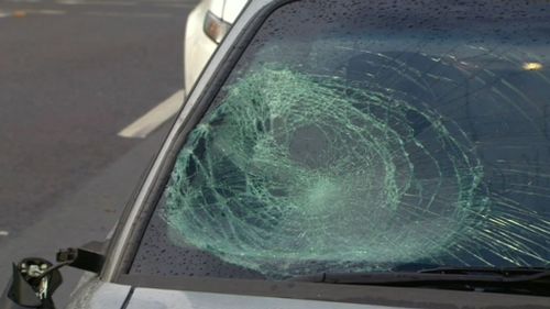 The damaged windscreen after the pedestrian was hit. Picture: 9NEWS