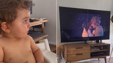Toddler watching Ed Sheeran and listening to Perfect during dinner. 