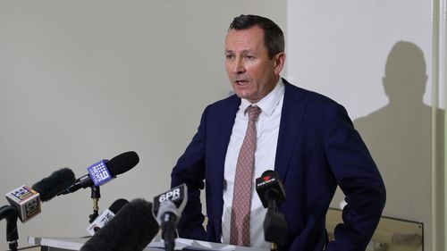 WA Premier Mark McGowan at today's press conference.