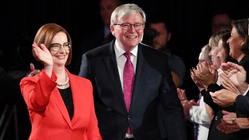 Former Australian Prime Ministers Julia Gillard and Kevin Rudd made a rare appearance side-by-side in public.