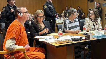 (L-R) James Crumbley, defense lawyer Mariell Lehman, Jennifer Crumbley, and defense lawyer Shannon Smith await sentencing in Oakland County, Mich., court on Tuesday, April 9, 2024. 