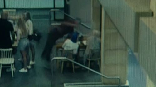 CCTV of the attack at the cafe.