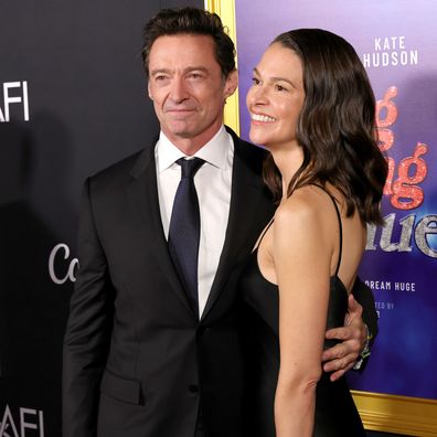 Hugh Jackman and Sutton Foster attend the Closing Gala Premiere of Song Sung Blue during AFI FEST 2025 at TCL Chinese 6 Theaters on October 26, 2025 in Hollywood, California. 