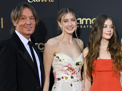 Keith Urban, Sunday Rose Kidman Urban, Faith Margaret Kidman Urban, Sybella Hawley, Nicole Kidman, and Antonia Kidman attend the 49th AFI Life Achievement Award Gala Tribute Celebrating Nicole Kidman at Dolby Theatre on April 27, 2024 in Hollywood, California