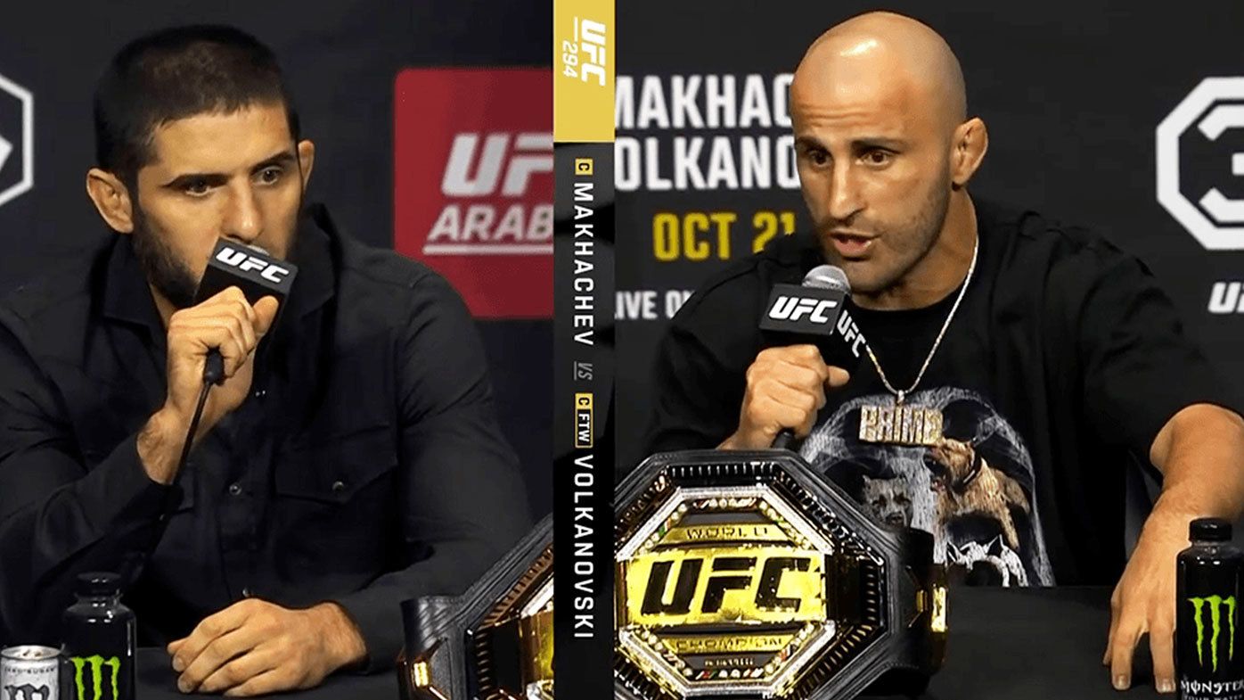 Alexander Volkanovski and Islam Makhachev exchanged verbal barbs ahead of UFC 294 in Saudi Arabia