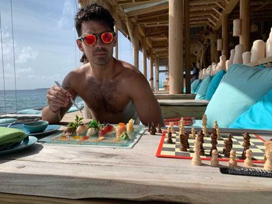 Joe Jonas on his honeymoon at Soneva Fushi in the Maldives