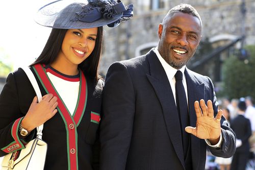 Idris Elba and Sabrina Dhowre arrive for the wedding . (AAP)