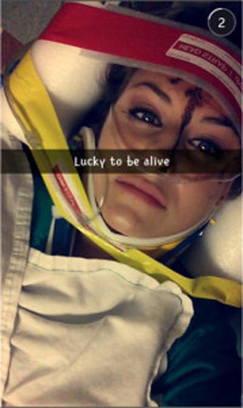 Christal McGee posted this image of herself to Snapchat after she caused an accident with Wentworth Waynard. (The Law Offices of Michael Lawson Neff, P.C.) 