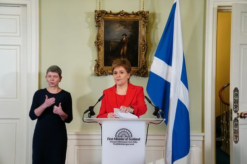 Nicola Sturgeon speaking during a press conference at Bute House in Edinburgh where she announced she will stand down as First Minister of Scotland on February 15, 2023 in Edinburgh, United Kingdom. 