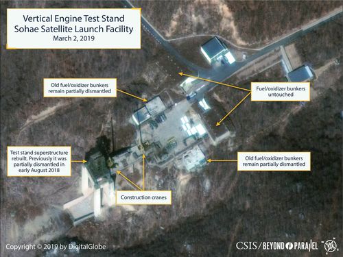 News World North Korea nuclear missile rebuilding test launch pad facility site satellite images