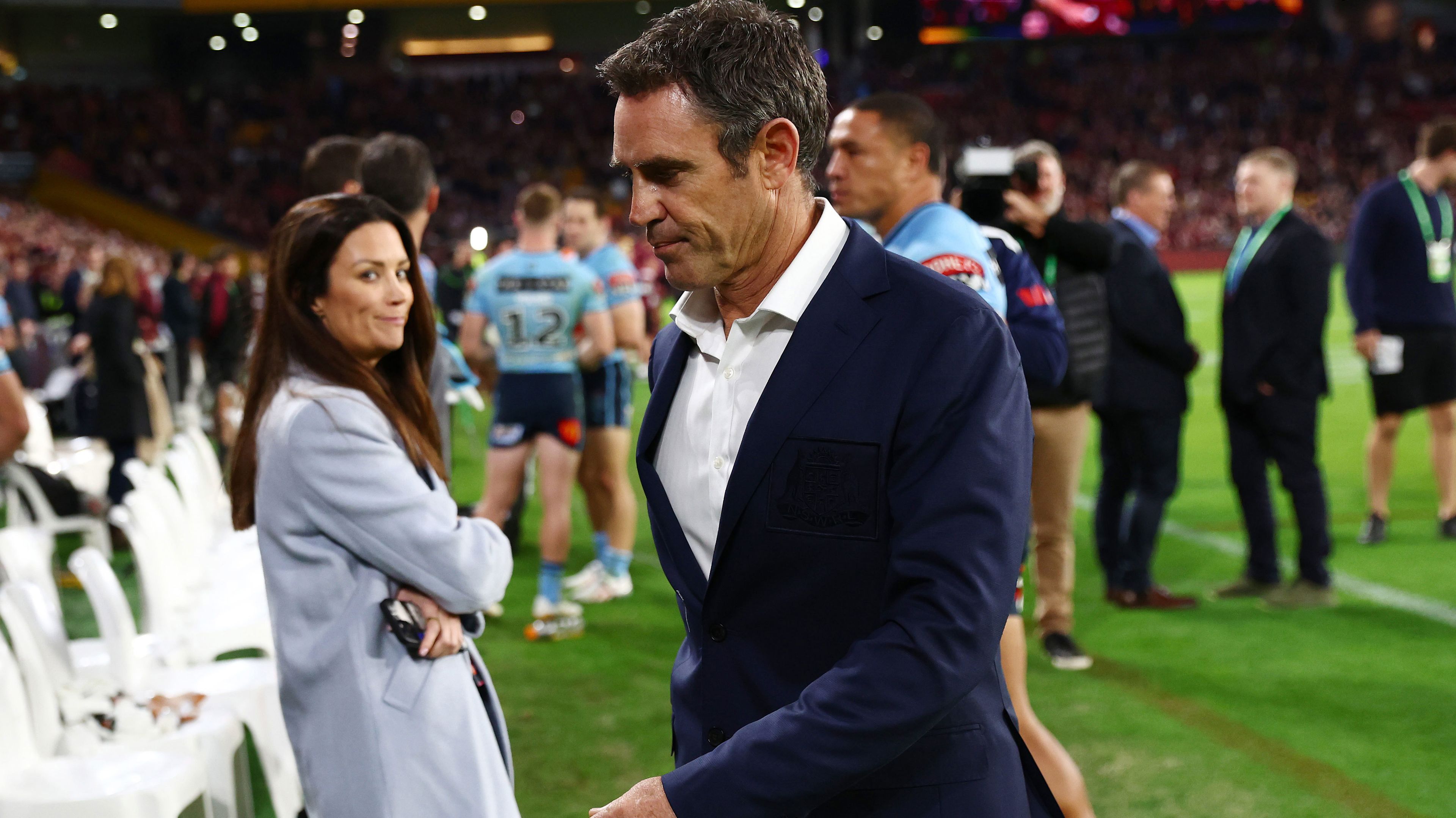 Brad Fittler reacts during NSW&#x27;s loss in State of Origin II, 2023.