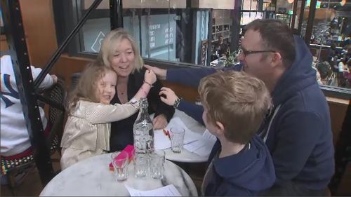 Elsewhere, homes, cafes and restaurants were filled with families toasting Mums and Grandmothers and carers who put themselves last, day after day. Picture: 9NEWS.