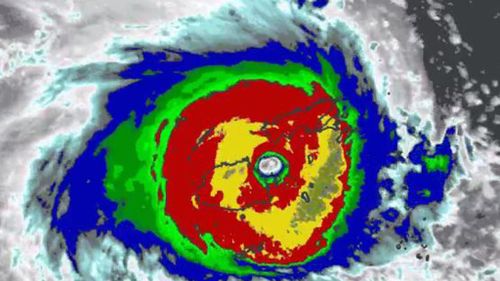 The Bureau of Meteorology released satellite imagery of the eye of the storm making landfall. (BOM)