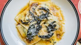 Spinach and Ricotta Ravioli w/ Burnt Butter Sage