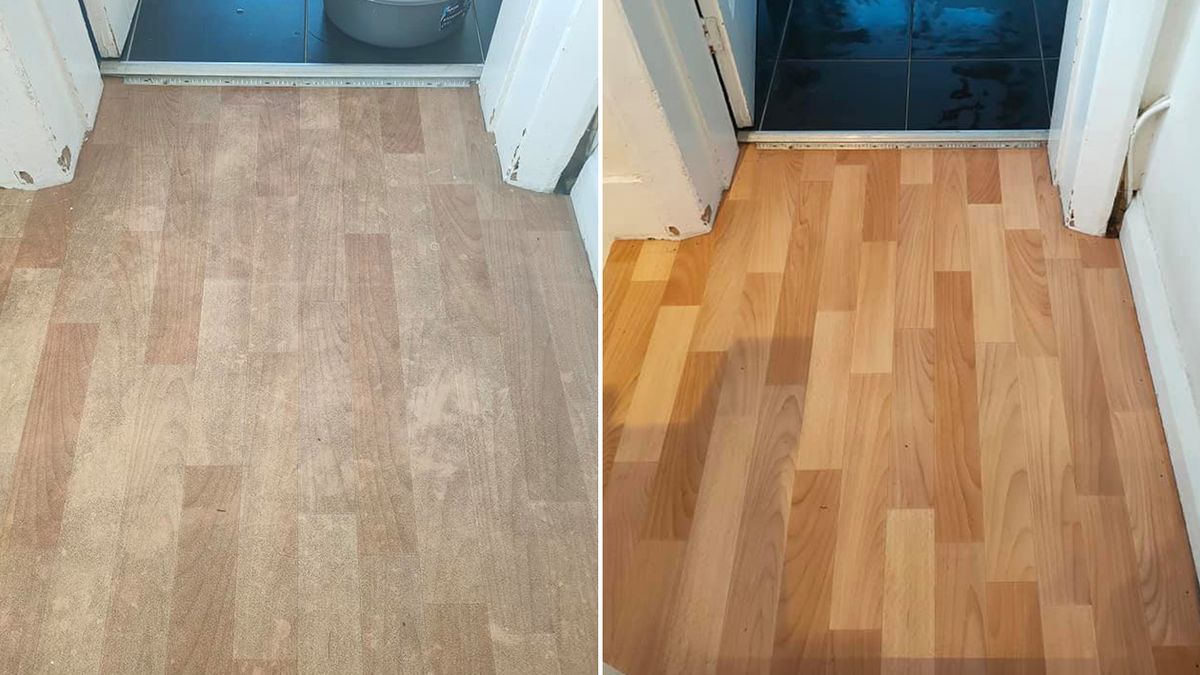 UK woman uses The Pink Stuff cleaning product on lino floors with  incredible results