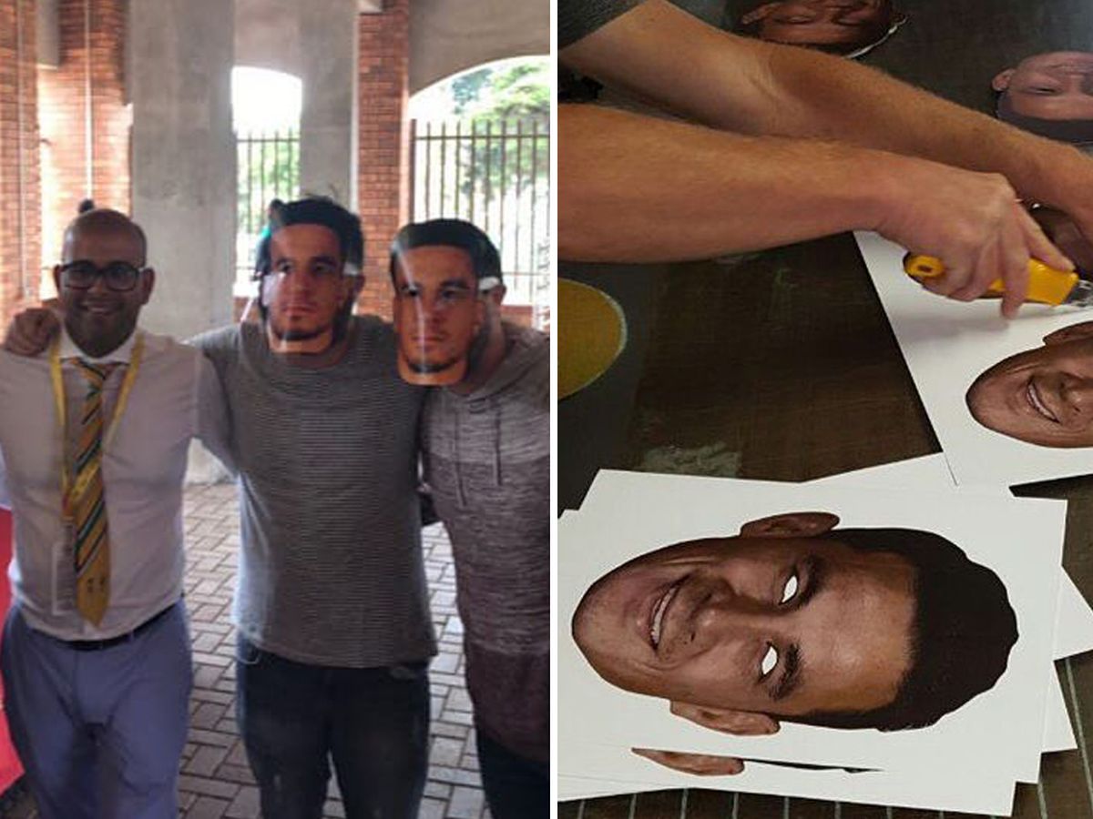 Cricket South Africa Staff Take Photo With Fans Wearing Sonny Bill Williams Masks At Second Test