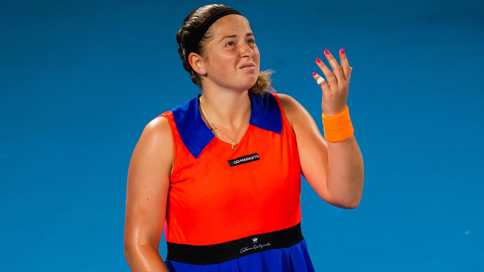 Jelena Ostapenko in action against Elena Rybakina.