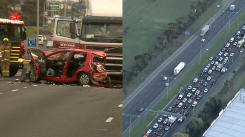 Cattle truck crash creates traffic delays on Western Ring Road in Melbourne’s south-west