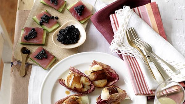 Raw tuna with cucumber and Avruga caviar