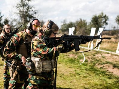 Princess Elisabeth of Belgium doing military training